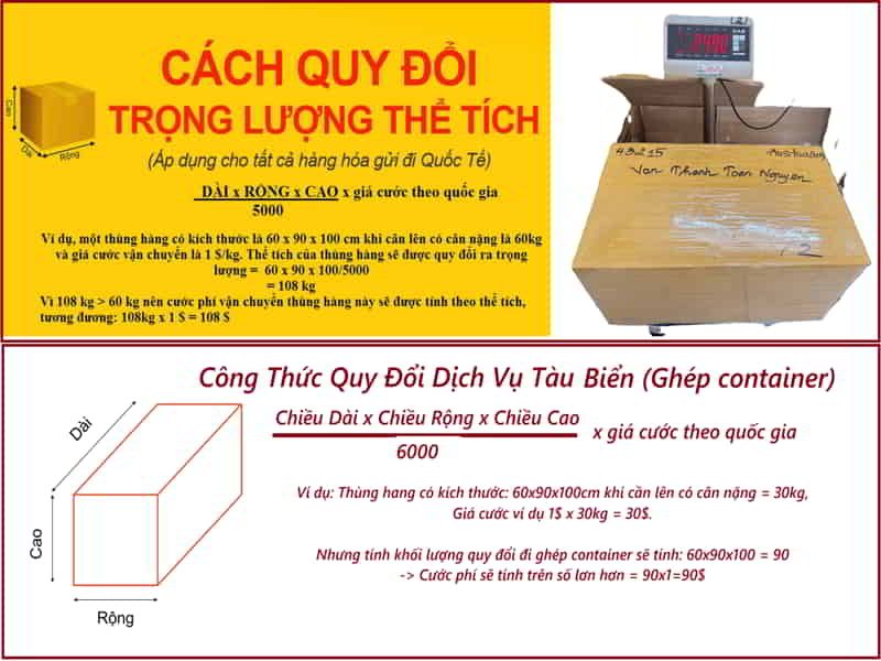 Cách tính khối lượng thể tích khi gửi hàng đi Philippines